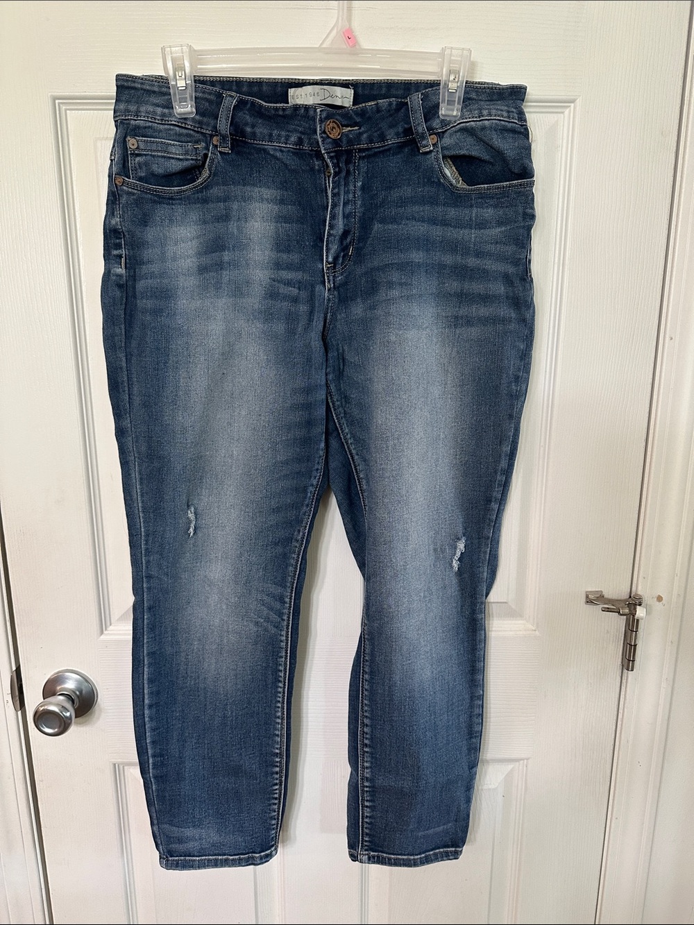 Cato Distressed Midwash Blue Ankle Jeans